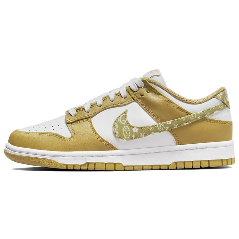 Nike Dunk ESS "Barley Paisley" Cashew Flower Low Top Sneakers for Women in White, Earth and Yellow DH4401-104