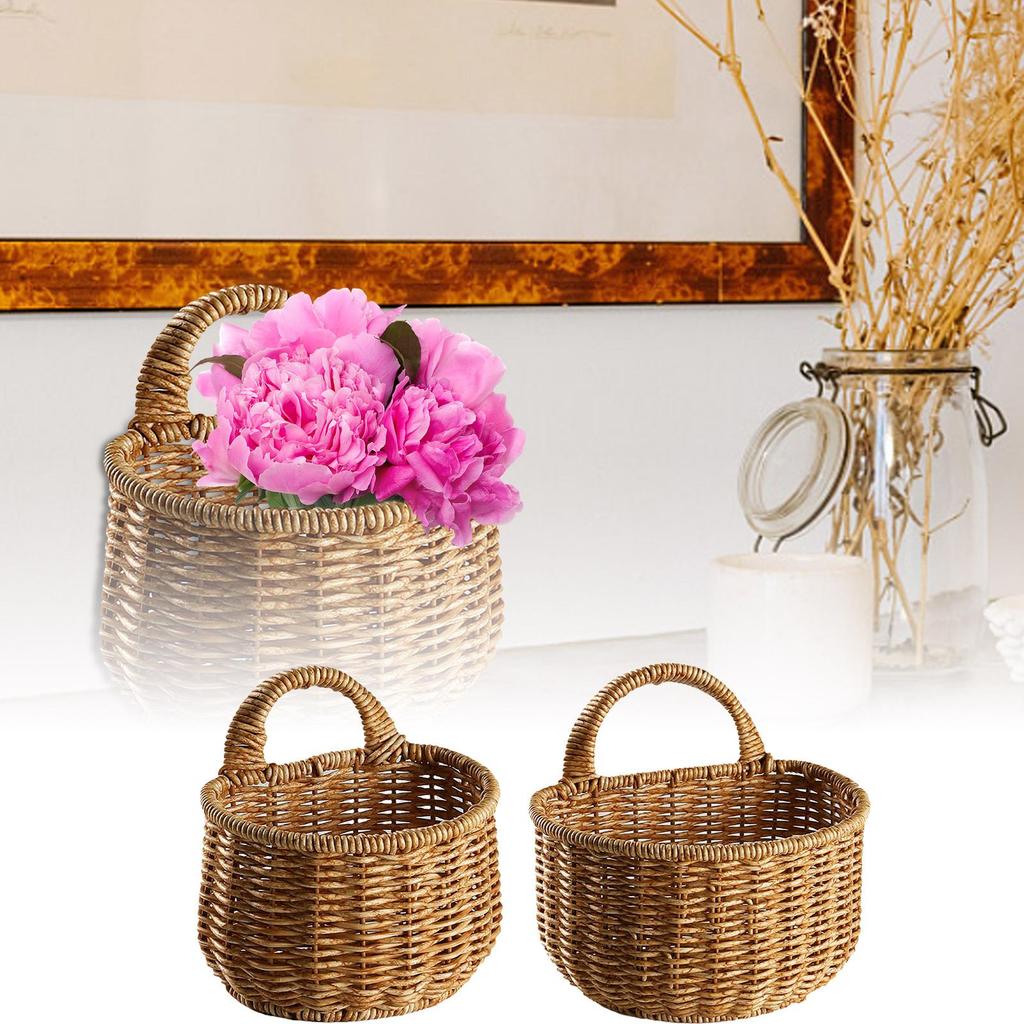 Wall Basket Handmade Home Organization with Handle Door Flower Basket for Outdoor Garden Kitchen Room Mail Plant Entryway Home