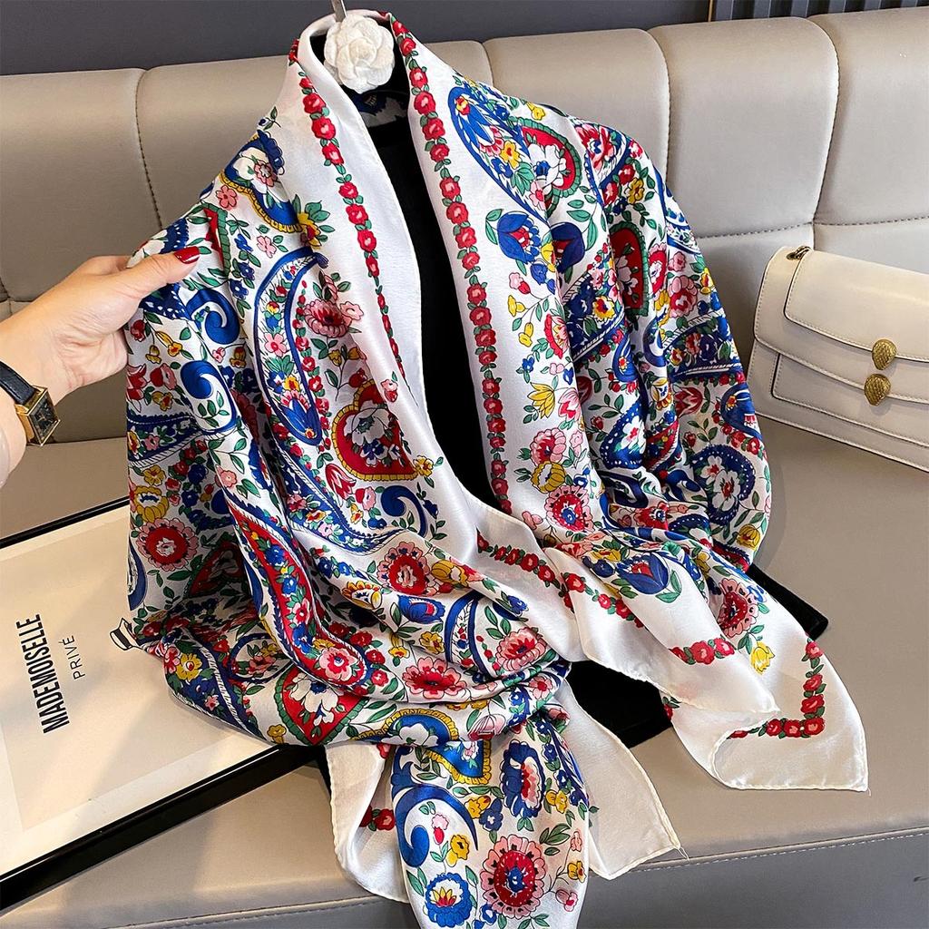 Women 180*90cm Fashion Beautiful Soft Silk Scarves Female Lady Shawl Hijab Wrap Foulard Bandanna Muffler Beach Pareo