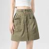 Gray American Work Skirt for Women's Summer New Drawstring Niche Design High Waist A-line Hip Skirt