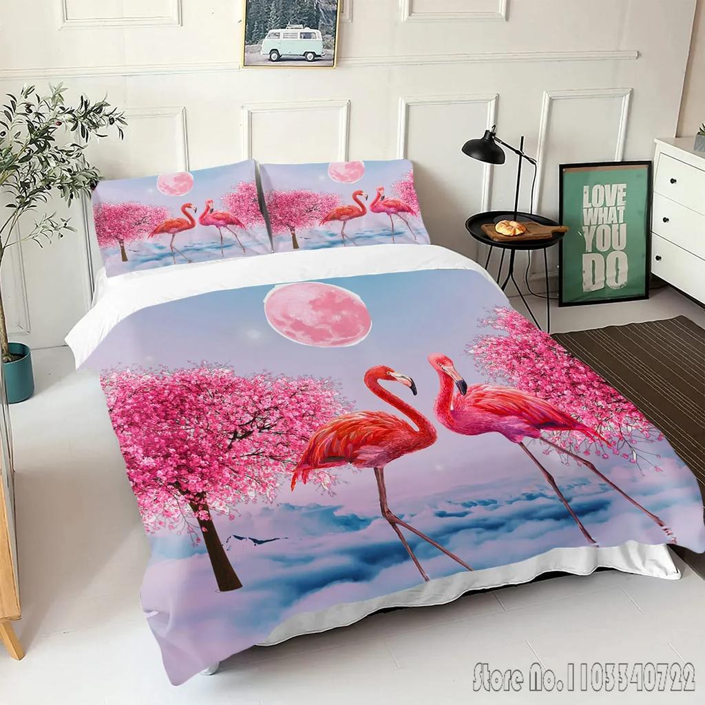 Comforter Flamingo Cartoon Love Child Hd Comforter Bedclothes For Kids Bedding Sets Bedroom Decor