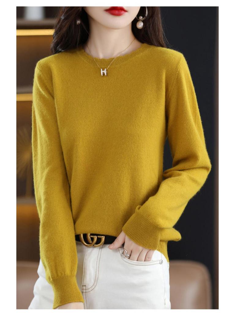 Soft & Cozy Women's Lace Round Neck Knit Sweater - Trendy Spring/Autumn 2025, Long Sleeve, Loose Fit