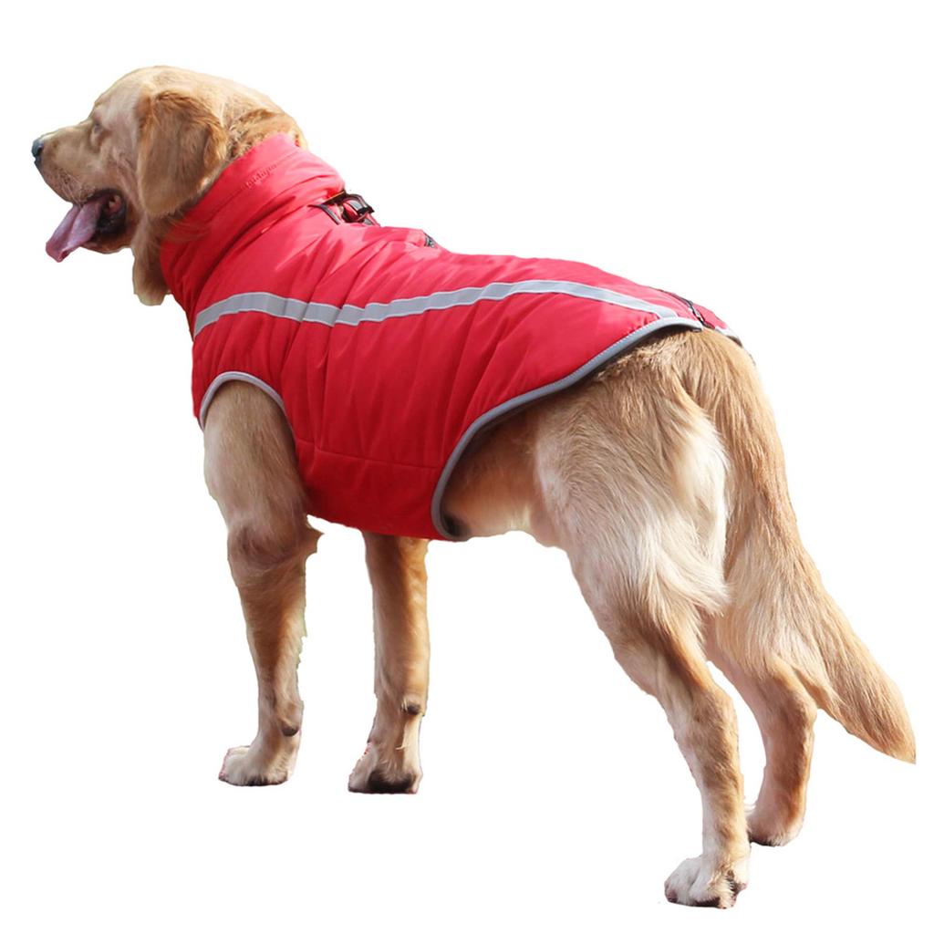 Reflective Waterproof Windproof Dog Coat, Autumn and Winter Thickened Warm Polyester Dog Jacket Winter Dog Warm Vest for Medium Large Dogs