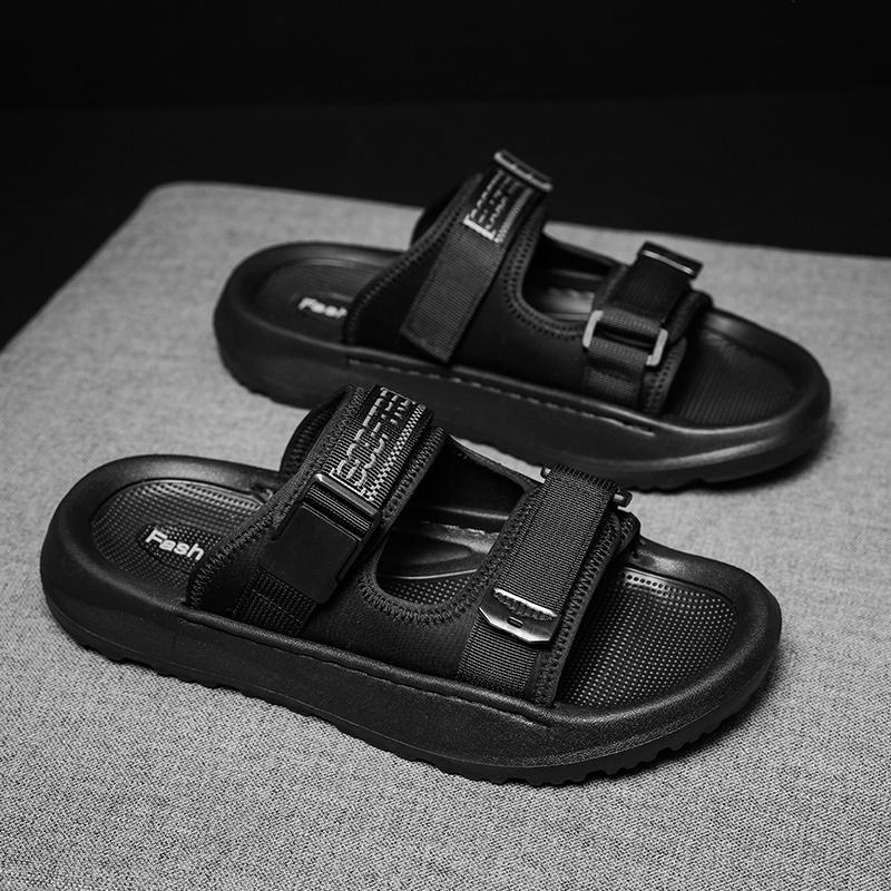

Мужские сандалии Летние дышащие нескользящие мужские тапочки ЭВА Легкие повседневные шлепанцы на платформе Черные тапочки Мягкие мужские 40