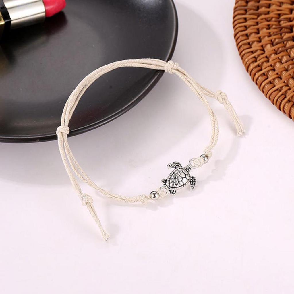 Vintage Turtle Charm Handmade Woven Ankle Bracelet Anklet Women Beach Jewelry