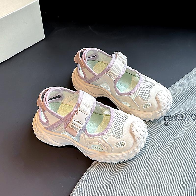 

Kids Sports Sandals Non-slip Toes Capped Girls Casual Shoes Soft Sole Comfort 2025 Summer New Students Running Shoes White Trend 27 рожевий