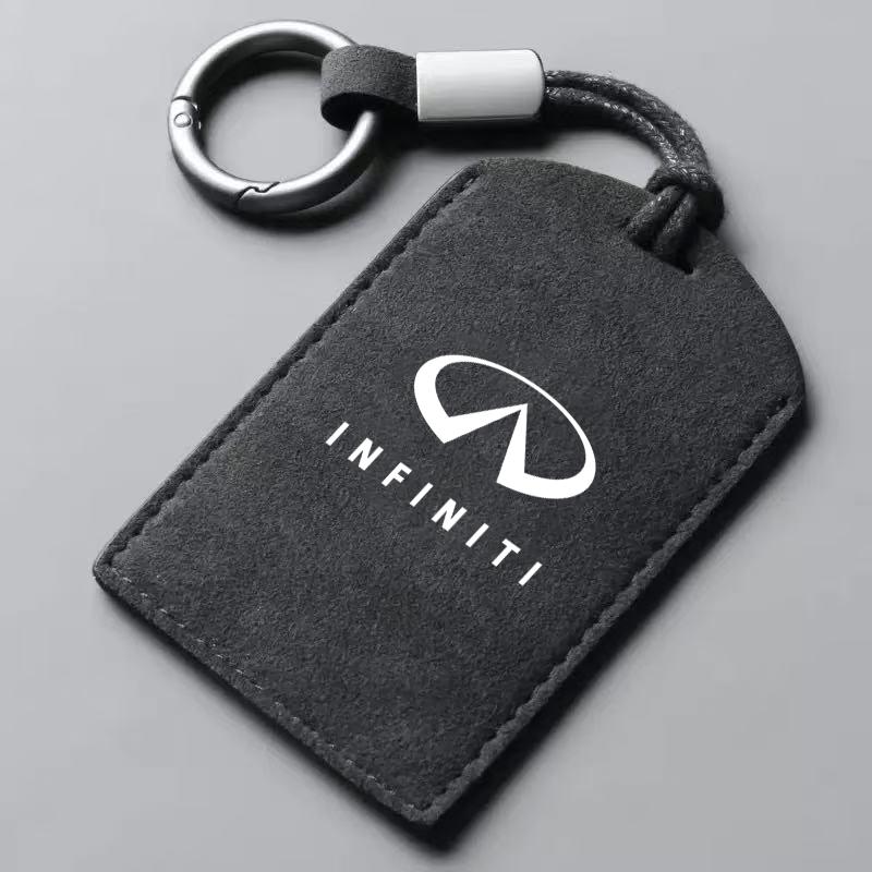 Suede Leather Car NFC Card Key Cover Fob Case Protector Holder Shell Auto Keychain For Infiniti Q50 G37 QX70 FX35 Q60 Q30 QX60 xs2