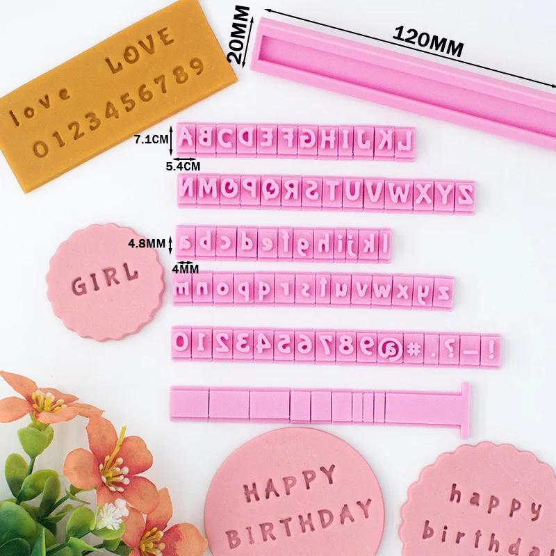 Alphabet A-Z Letter & Symbol Cookie Stamp Set Number Uppercase Letter Lowercase Letter Full Font Set Cake Clay Embosser Stamp