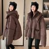 Trendy girl, small down cotton clothes to keep warm in winter, yellow hooded ears jacket design, new bear