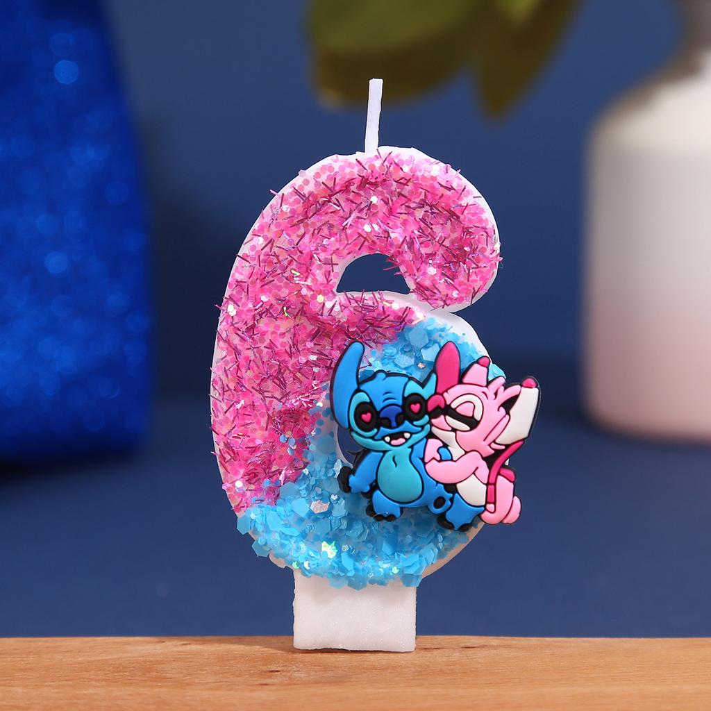 Lilo and Stitch Candle Number 0-9 Anime Digital Stitch Angel Children Themed Celebration Candles Infant Shower Celebration Gifts