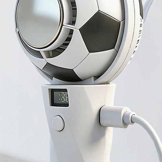 Portable Football Fan Small Handheld Fan 6-Speed Wind LED Display USB Charging Lightweight Travel Fan Quiet Personal Fan