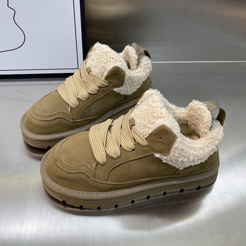 thick-soled snow boots women's new winter thickened non-slip fluffy short boots fur integrated velvet cotton shoes