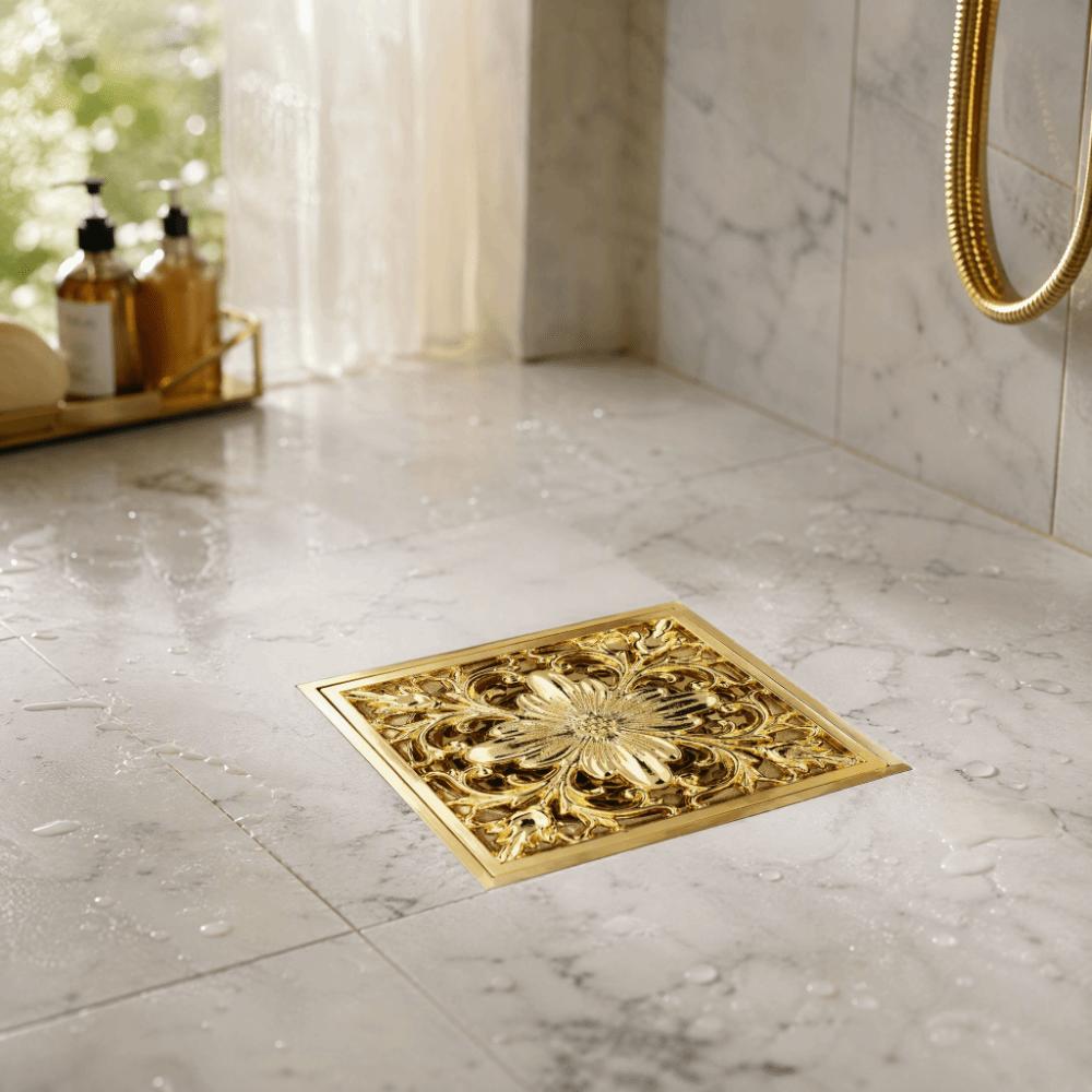 Square Bathroom Floor Drain With Strainer Antique Brass Drain Decorative Floor Drain Bathroom