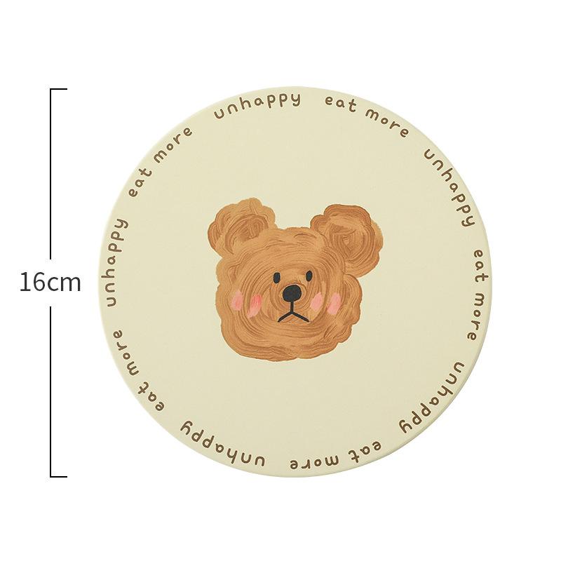 Emo Bear Coasters Creative Ceramic Heat Insulation Mats Simple Household Absorbent Anti-scald Pot Mat Kitchen Home Accessories