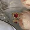 Copper Contemporary Vintage Ring For Women With Luxurious Gold Finish And Dazzling Geometric Diamond Detailing