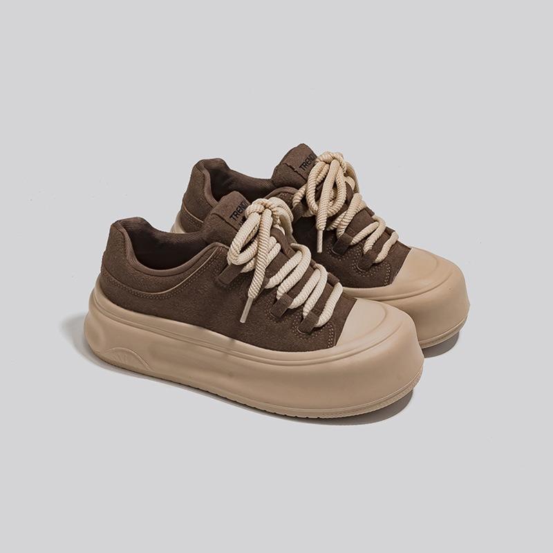 Cold Sticky Platform Bread Shoes Women's Board Shoes Autumn and Winter New Casual Shoes Retro Versatile Low Top Comfortable