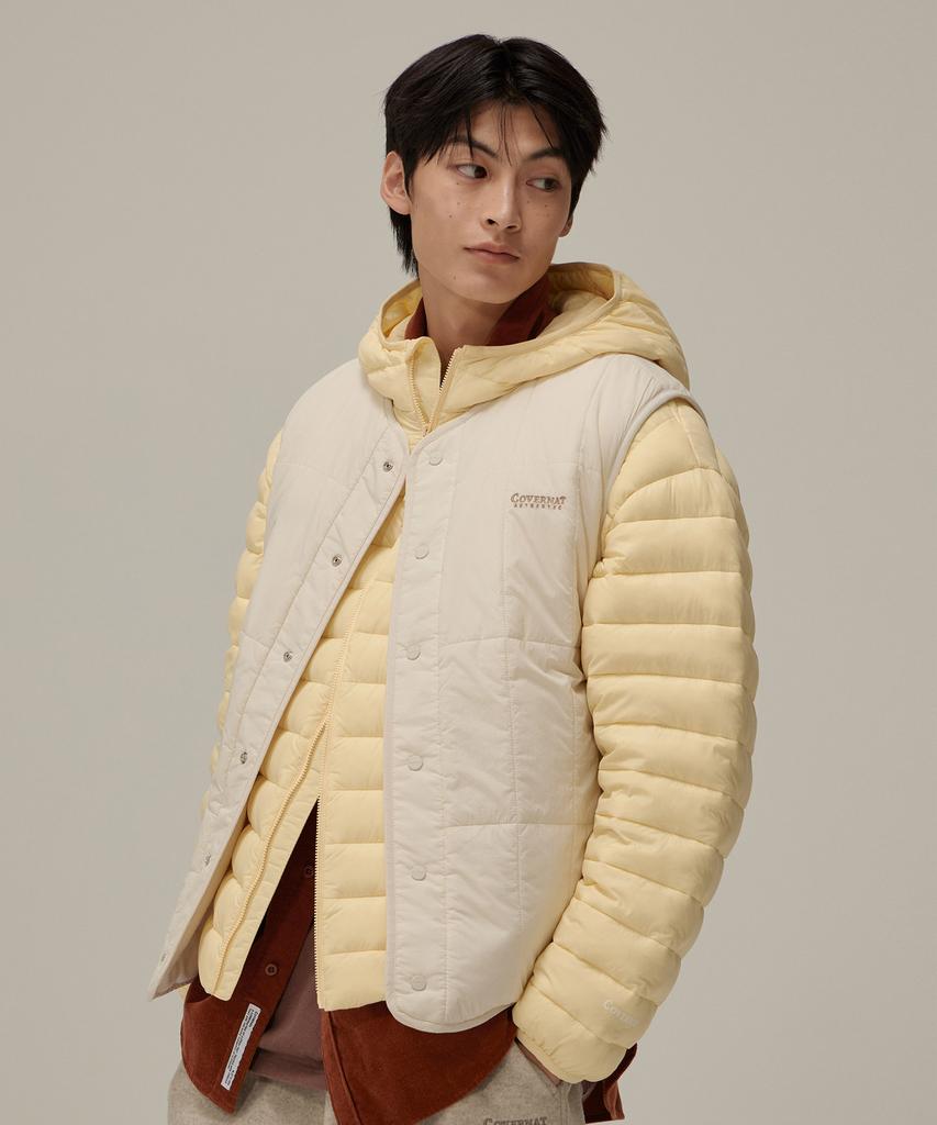 Covernat Fleece Reversible Quilted Vest Ecru