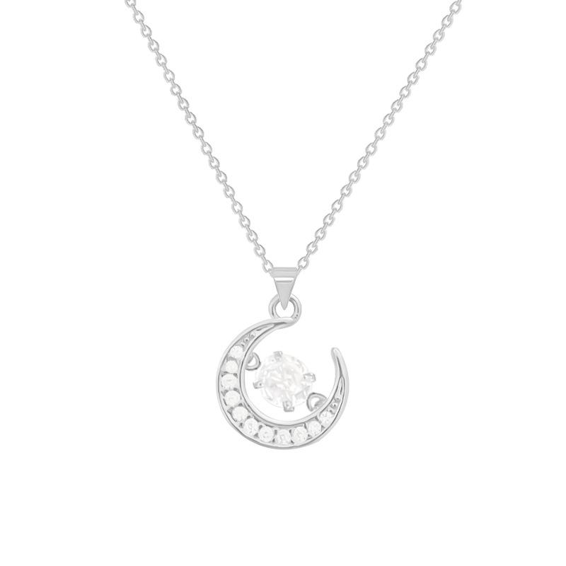 

Ins wind titanium steel necklace female Joker niche design advanced sense of luxury clavicle chain moon pendant ornaments. серебряный