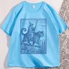 Wizard Cat Rider Vintage TShirt Men Women Fantasy Graphic Tee Funny Cat Short Sleeve Tshirt Causal Round Neck Printed Tees
