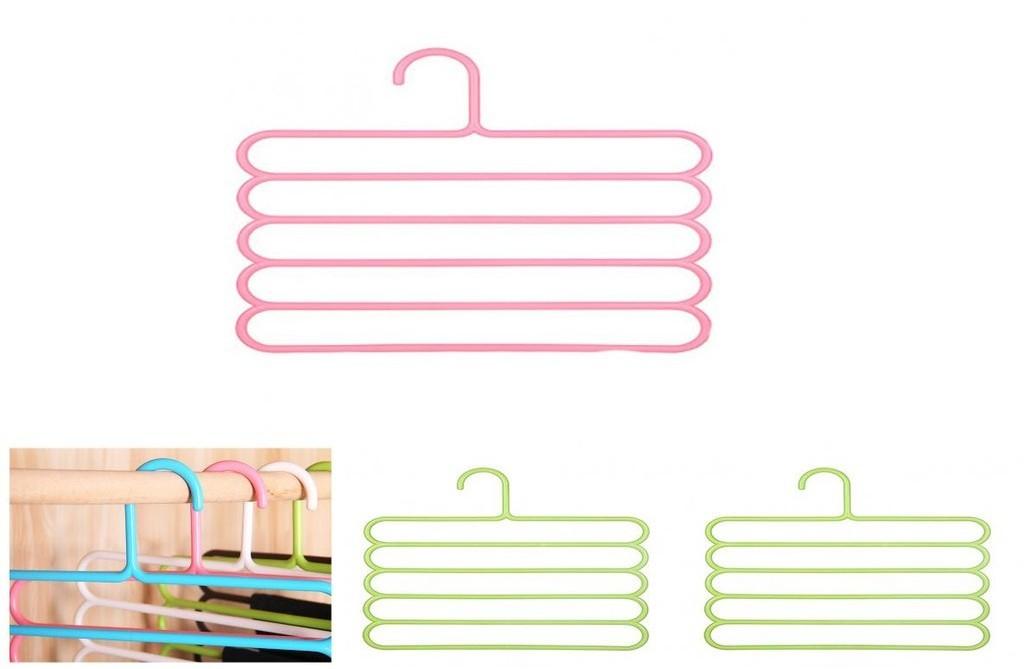 New Multi-functional Five-layer Pants Rack Clothes Hanger Candy-colored Plastic Hanger For Storage And Organization