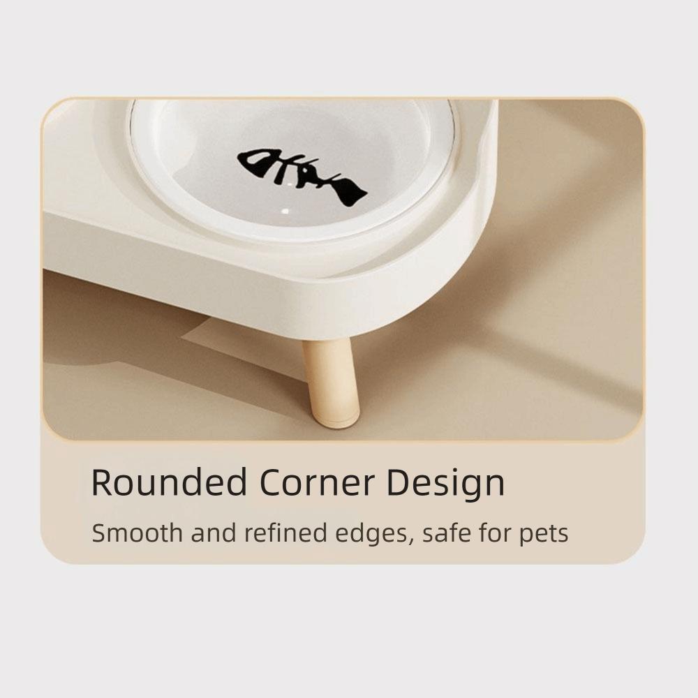 Pet Supplies Ceramic Double Cat Bowl Cervical Protection Anti-Spill Elevated Dog Bowl Anti Slip with Stand Pet Feeder Cats Dogs