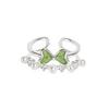 Kleiner Frischer Sommer Kühlendes Gefühl Grüner Emaille Tropfendes Öl Schmetterling Blume Öffnender Ring Nische Leichter Luxus High-End Ring