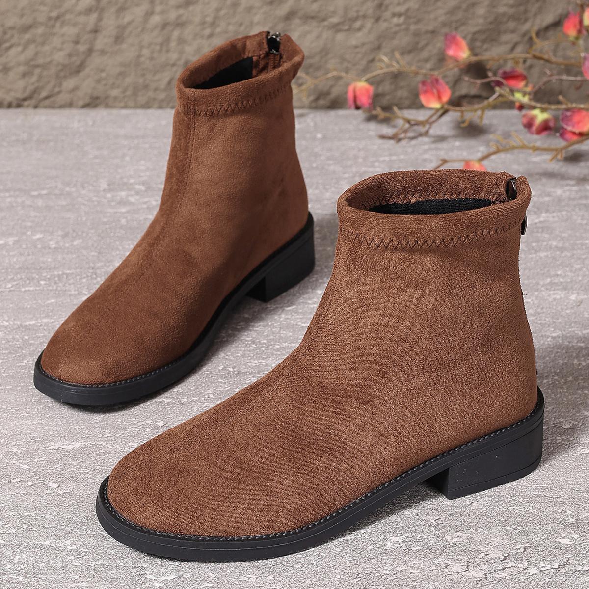 

Замшевые толстые женские ботинки челси, новые зимние ботинки, брендовые трендовые ретро-ботинки для снега, повседневная обувь, большие размеры, Botas Mujer 44