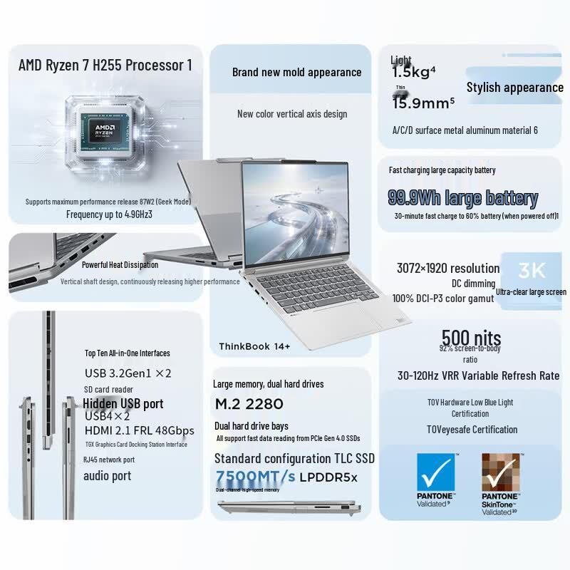 Lenovo ThinkBook 14+ AMD Ryzen R7 Business Laptop (CN version)