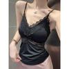 Thin V-neck Tencel sunscreen blouse long-sleeved T-shirt women's top spring with chest pad, sling vest two-piece package