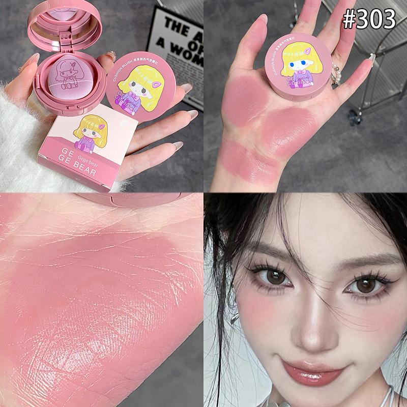 

Румяна-крем для лица для девочек с воздушной подушкой, клубничные, натуральные матовые, тинт для щек, румяна для контуринга, муссовые румяна со спонжем-пуховкой