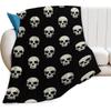 Gothic Skull Blanket Soft Cozy Spooky Skull Plush Throw Blanket Super Warm Fleece Fuzzy Halloween Skeleton Bedding Blanket Gifts for Kids Girls Boys
