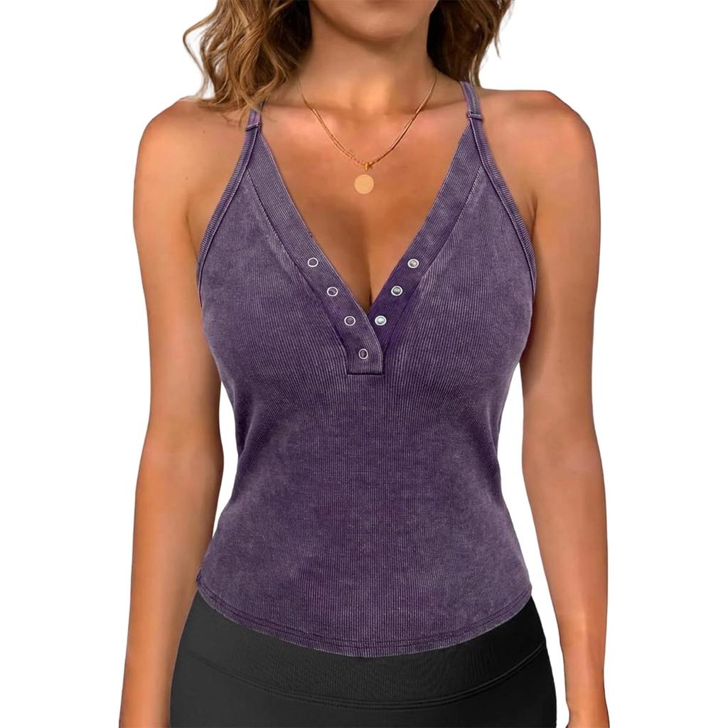 Women Fashion Casual V Neck Sleeveless Slim Fit Backless Basic Tank Top Y2K Style Summer Layering Shirt