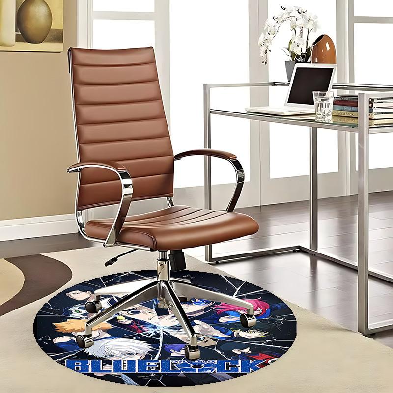 1pc Blue Lock Anime Design Round Carpet - Office Chair Mat, Non-Slip Rug for Home Decor, Living Room, Bedroom, Game Room