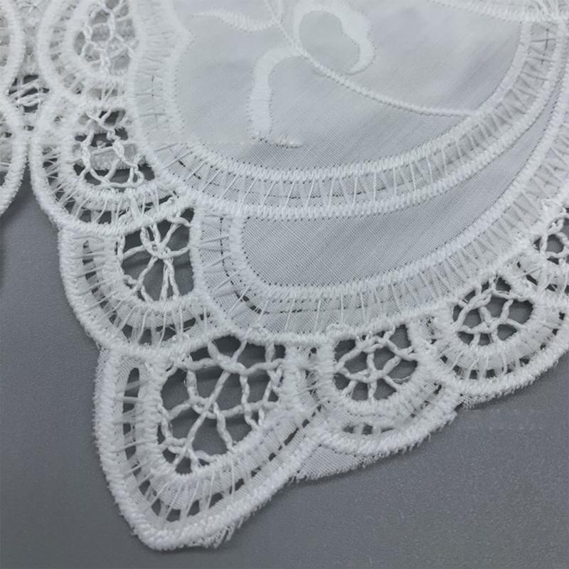 49MF False Collar Lace Hollow Out Trim Embroidery Collar Venise Lace Neckline Easy To Wear Detachable Collar Lace Women
