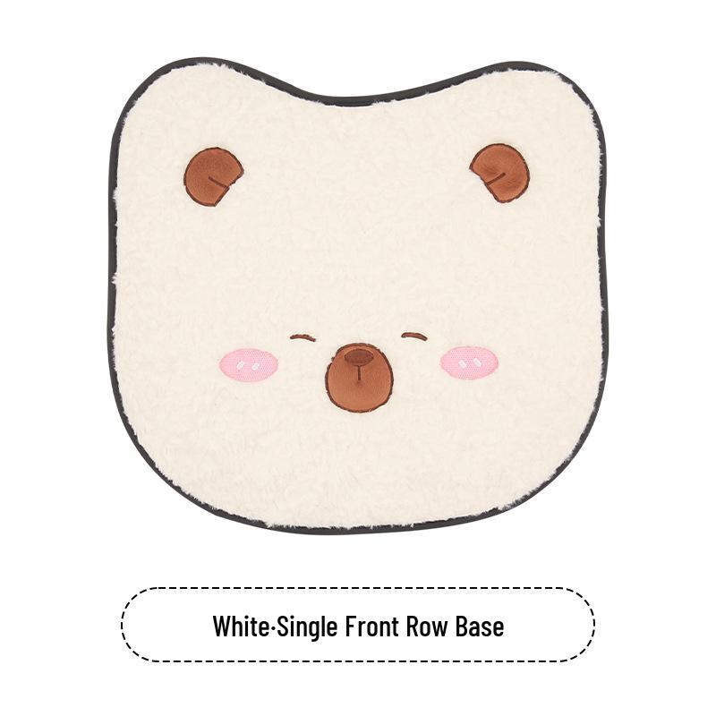 Cartoon Cute Capybara Winter Plush Car Seat Cushion for Cadillac CT5, Aoge XT4, XT5