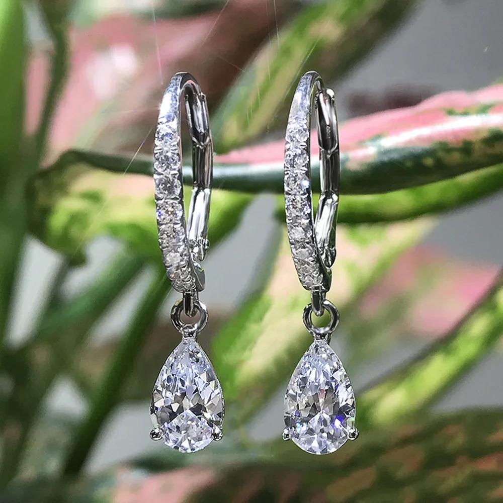 New Water Drop Pear Shaped Zircon Earrings For Women, High End, Personalized, Original Design, Short And Elegant Accessories