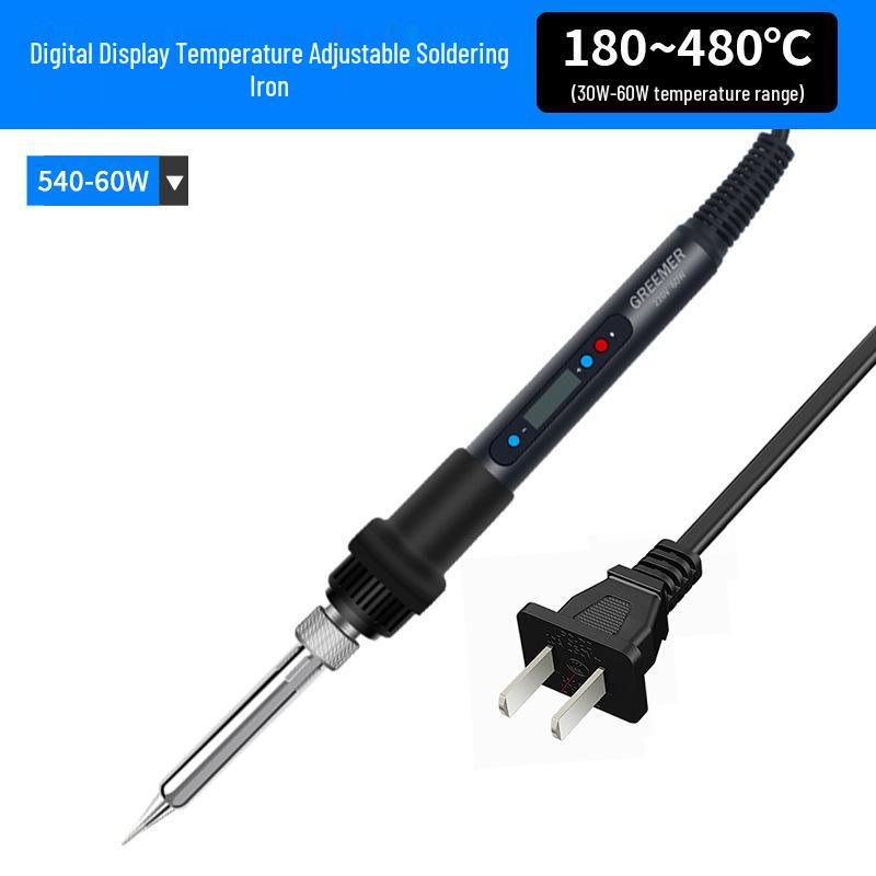 Adjustable Temperature 60W/80W/120W Electric Soldering Iron with Digital Display - Inner-Heated EU Standard Repair Kit.