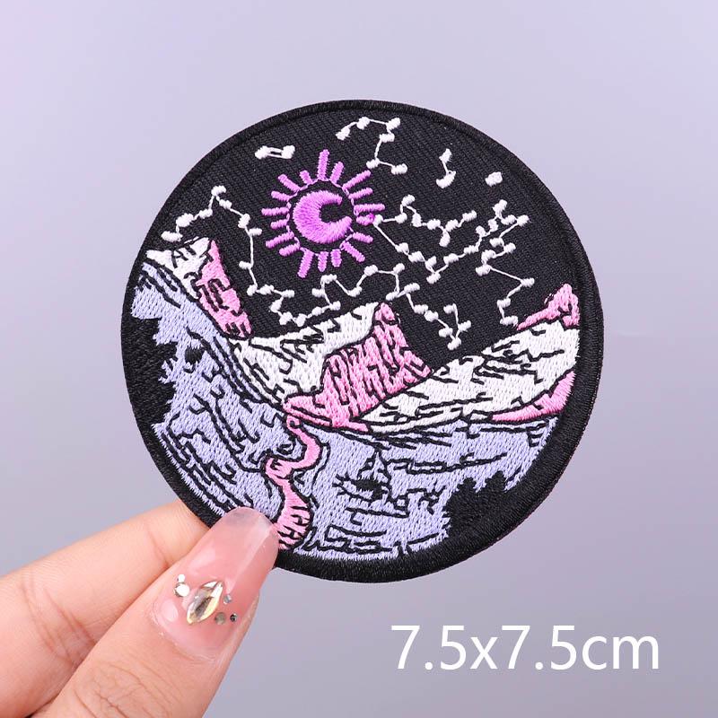 Wilderness Patch Mountain Patches Iron On Clothes River Embroidered Patches For Clothing Stripe Stickers On Clothes Hook Loop