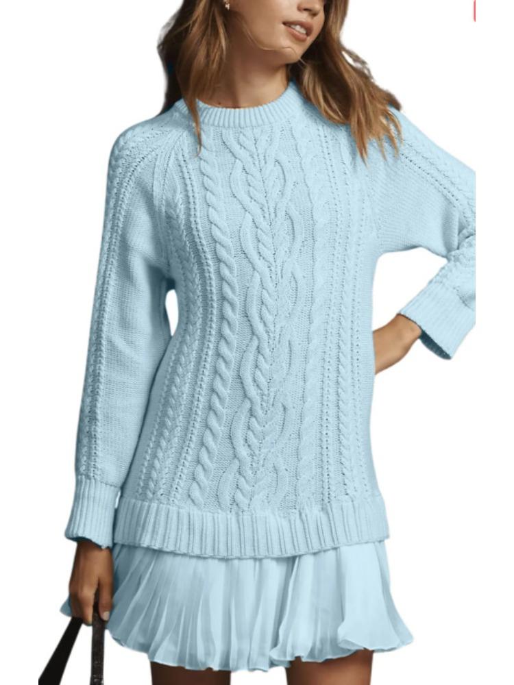 Women's Crochet Knit Sweater with Ribbed Trim