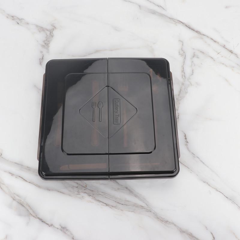 Expandable Kitchen Organizer Box with Built-in Cutlery Compartments and Tableware Storage