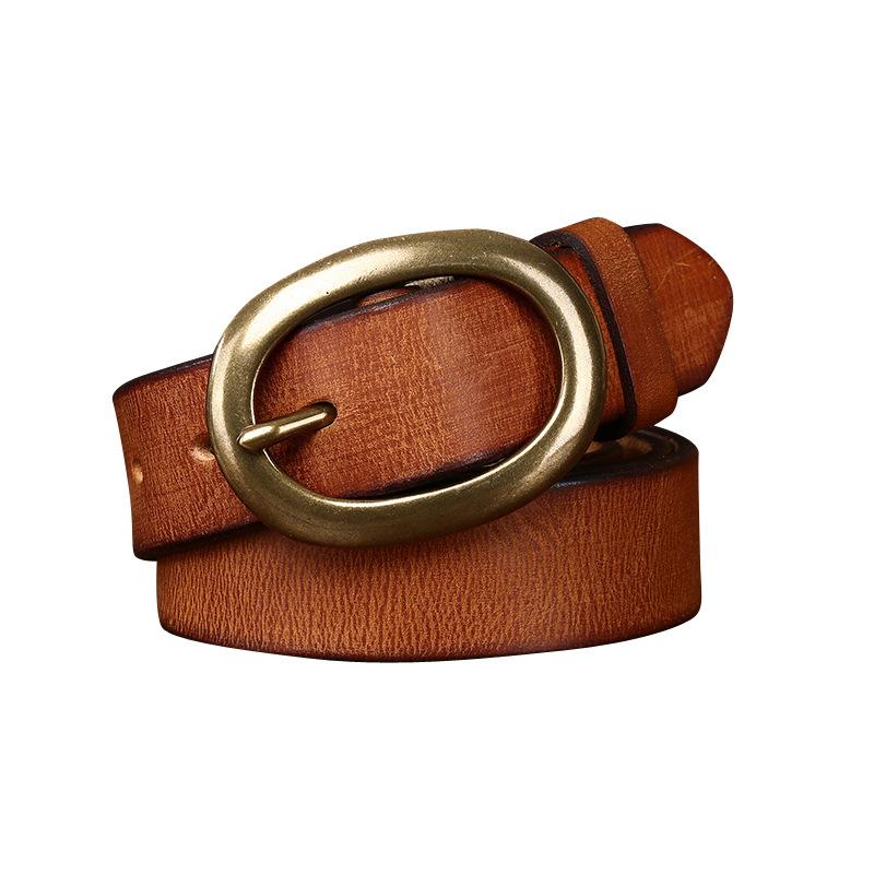 3.3Cm Wide Retro Unisex Leather Belt Simple And Versatile Couple First-Layer Cowhide Jeans Belt Men