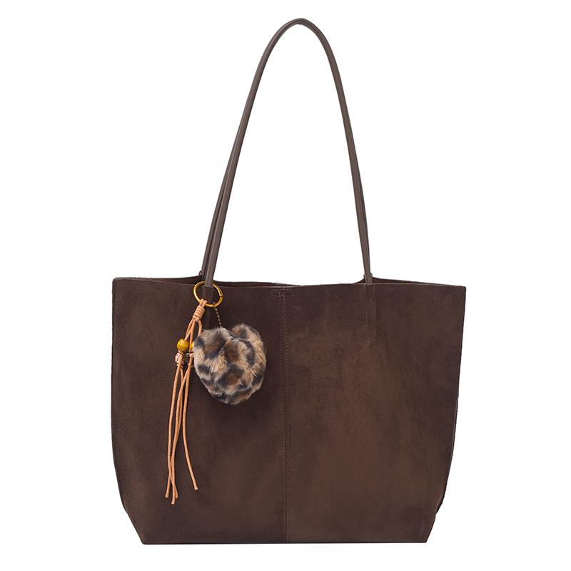 

Fashi Faux Suede Large Capacity Underarm Sweet Shoulder Bag Casual Persality Super Cool Purse Trend Retro Tote Bag for Women кавовий