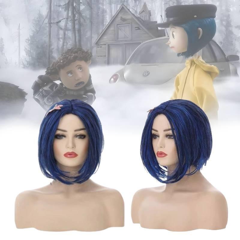 Stunning Deep Blue Cosplay Wig For Halloween Ghost Mom Caroline Style Perfect For Parties
