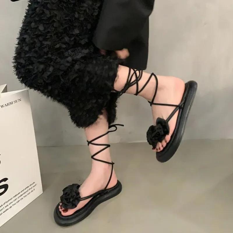 Fashion 2024 Summer Fashion Women's Sandals Fashion Ankle Cross Tie Women's Sandals