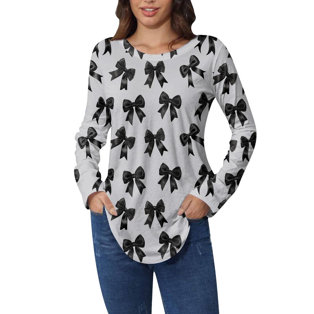 T-Shirts für Damen, Herbst, lässige Langarmshirts, Sweatshirt, Vintage-Grafikdruck, Top, Pullover, Valentinstag