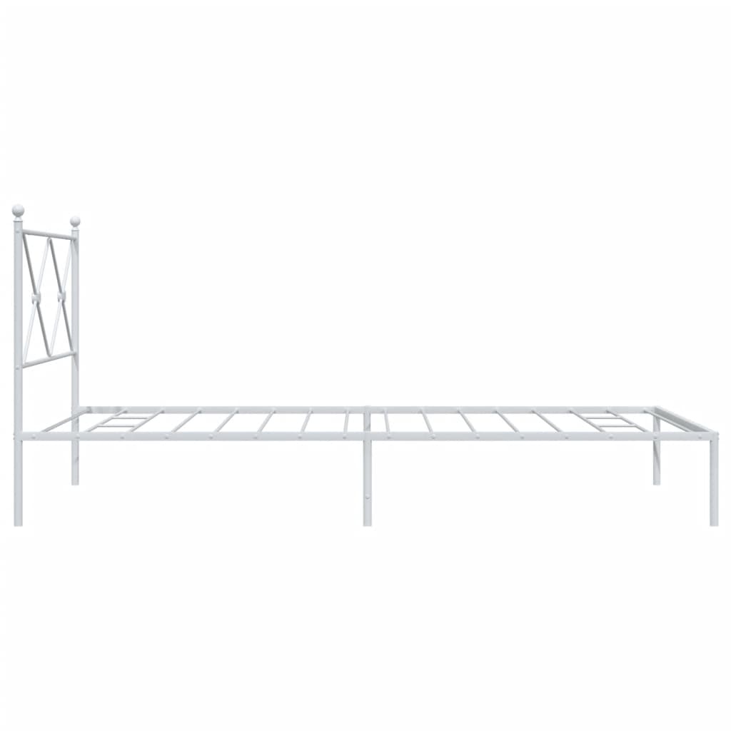 Vidaxl Metal Bed Frame with Headboard, White, 100X200 Cm