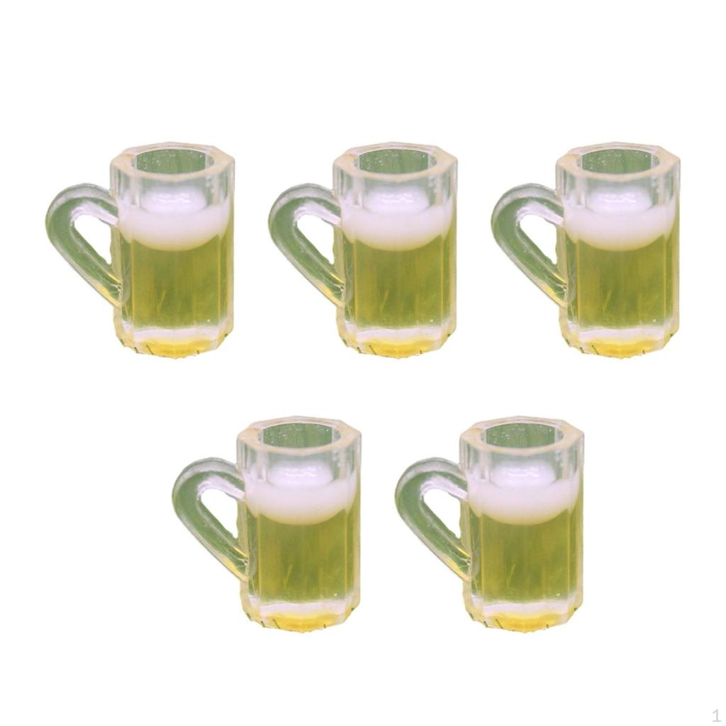 5 Pieces Dollhouse Drink Cup Drinks Ornament, Christmas Gifts, Pretend Play Toys Doll