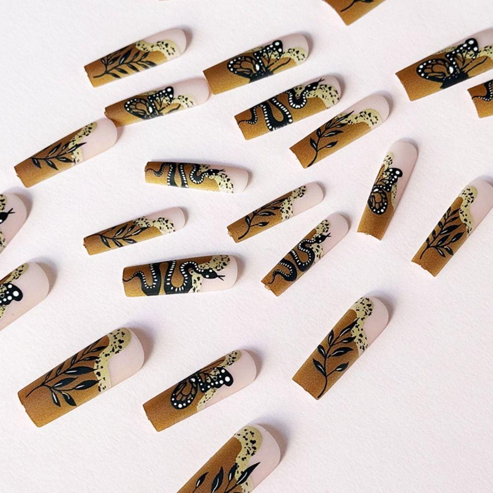 Long Length Long Water Pipe Fake Nails Square Head Nail Tips Fashion Press On Nails  Girl