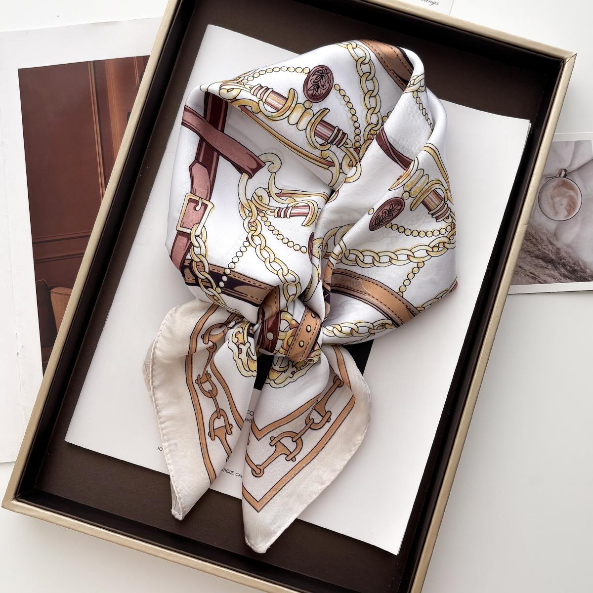 

Роскошный шелковый квадратный шарф для женщин с принтом, платок, мягкая атласная повязка для волос, ленты для рук/сумки, фуляр, головной хиджаб, шейный платок, повязка на голову 70x70cm