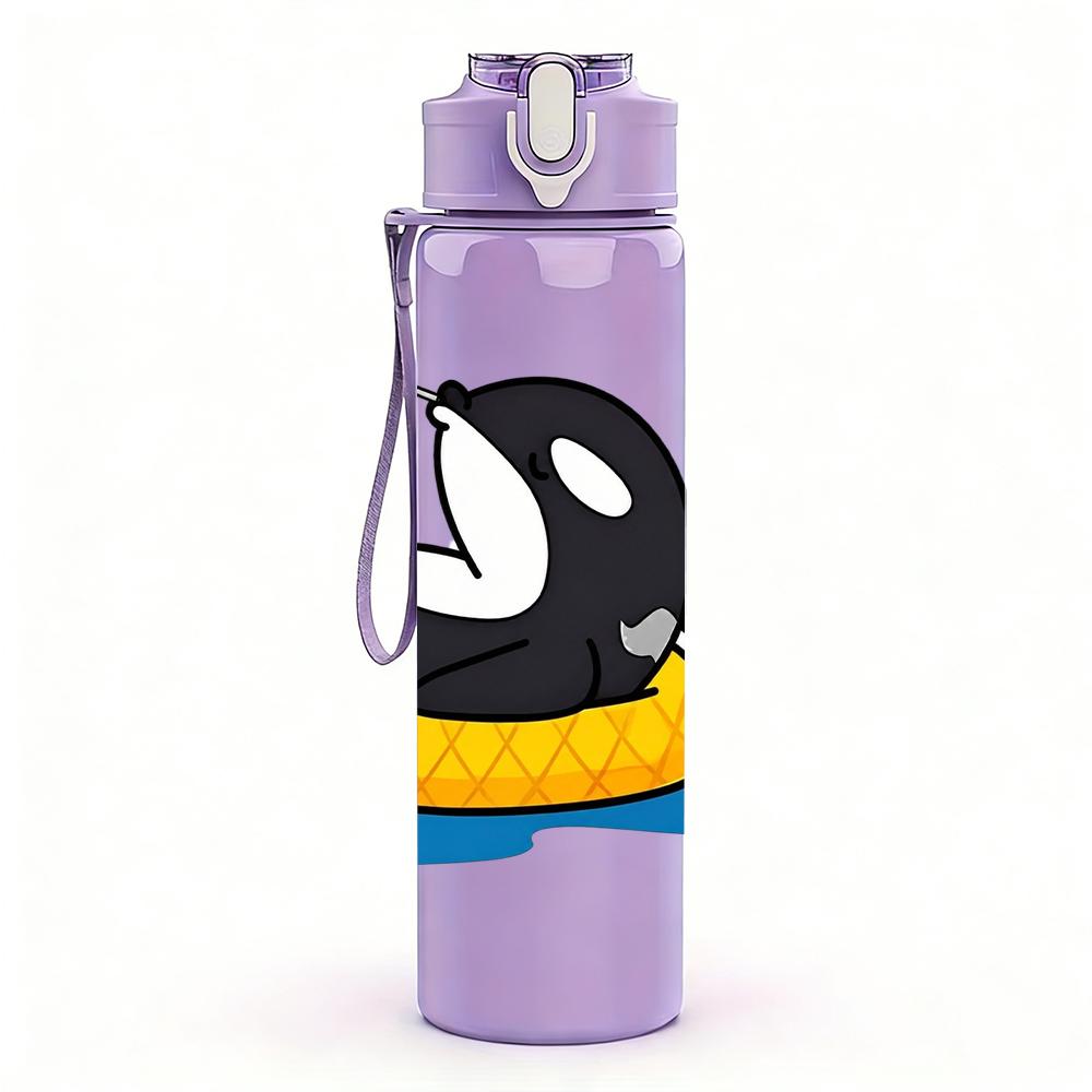 1PC Penguin Pineapple Float Cartoon Figure 750ml Color Plastic Water Bottle Leakproof Flip Straw Lid For Sports Office Home Use